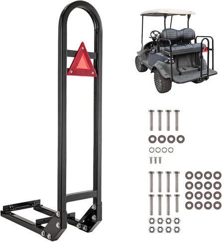 قضيب إمساك الأمان الخلفي لعربة الجولف العالمية من NOKINS يناسب نادي السيارات EZGO Yamaha | عاكس مثلث، مجموعة أدوات كاملة متضمنة، هيكل قوي عالي التحمل in Kuwait