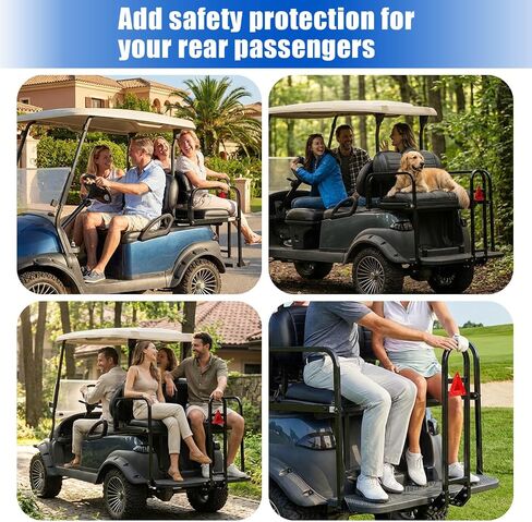 قضيب إمساك الأمان الخلفي لعربة الجولف العالمية من NOKINS يناسب نادي السيارات EZGO Yamaha | عاكس مثلث، مجموعة أدوات كاملة متضمنة، هيكل قوي عالي التحمل in Kuwait