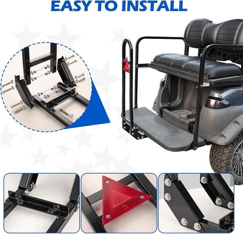 قضيب إمساك الأمان الخلفي لعربة الجولف العالمية من NOKINS يناسب نادي السيارات EZGO Yamaha | عاكس مثلث، مجموعة أدوات كاملة متضمنة، هيكل قوي عالي التحمل in Kuwait