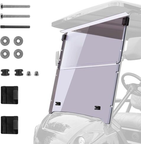 الزجاج الأمامي لعربة الجولف المدمجة Flip Flop لـ YAMAHA DRIVE 2، لون ملون، سمك 3/16 بوصة، يناسب موديلات YAMAHA DRIVE 2 2017+ in Kuwait