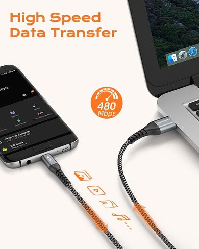كابل Micro USB، [2 حزمة بطول 2 قدم] كابل USB A إلى Micro USB للشحن السريع وسلك نقل البيانات متوافق مع Fire TV Stick وKindle وبنك الطاقة والهاتف الذكي والكمبيوتر اللوحي والكاميرا in Kuwait