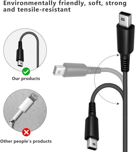 2 حزمة محول كابل شاحن USB-C مضفر لـ 3DS/3DS XL/3DS LL/2DS/DSi/DSi XL/2DS XL/New 2DS LL، كابل شحن محمول من النوع C ملحق محول شاحن in Kuwait