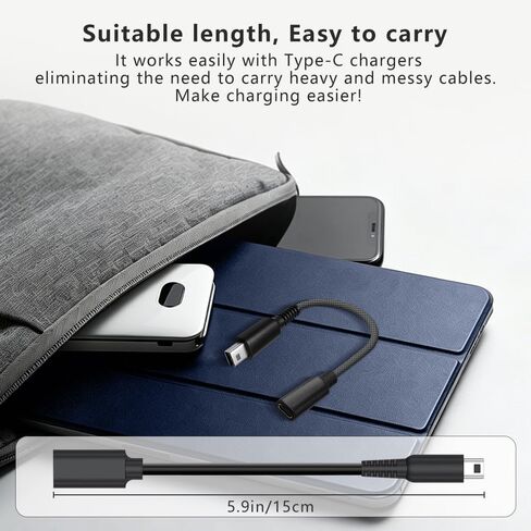 2 حزمة محول كابل شاحن USB-C مضفر لـ 3DS/3DS XL/3DS LL/2DS/DSi/DSi XL/2DS XL/New 2DS LL، كابل شحن محمول من النوع C ملحق محول شاحن in Kuwait