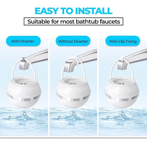 Bath Filter - 10 Stages Bath Filter for Tub - 3000 Gallon Bath Water Filter - Advanced Contaminant Removal & pH Balancing Feature - Enhances Skin, Hair & Nail Health for a Radiant Look in Kuwait