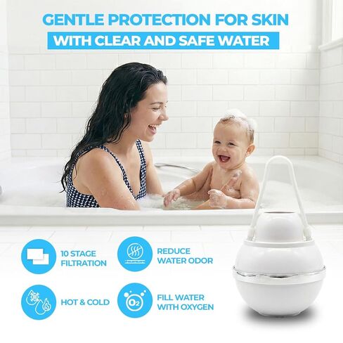 Bath Filter - 10 Stages Bath Filter for Tub - 3000 Gallon Bath Water Filter - Advanced Contaminant Removal & pH Balancing Feature - Enhances Skin, Hair & Nail Health for a Radiant Look in Kuwait