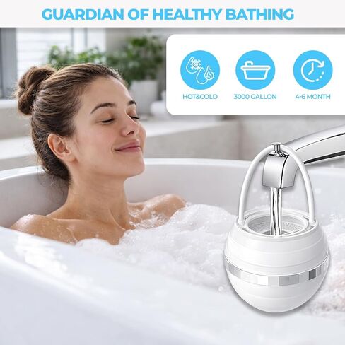 Bath Filter - 10 Stages Bath Filter for Tub - 3000 Gallon Bath Water Filter - Advanced Contaminant Removal & pH Balancing Feature - Enhances Skin, Hair & Nail Health for a Radiant Look in Kuwait