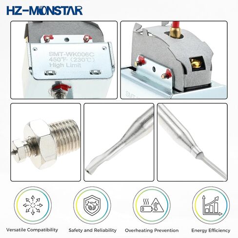 PP10084 مفتاح مقلاة ترموستات عالي الحد Lchmo5030 متوافق مع مقلاة بيتكو، صندوق أشياء MPT بخيط 1/4 بوصة، 450 درجة فهرنهايت/230 درجة مئوية مناسب لسلامة الحد الأقصى لـ VF35 MGII SG14 35C 45C+ 18S 18 E500D in Kuwait
