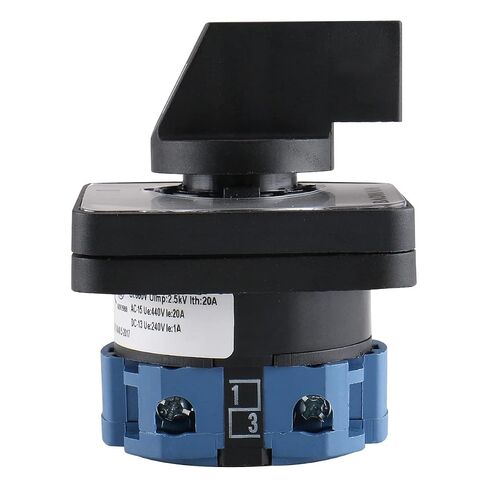 Baomain 20A 660V Rotary Cam Combination Changeover Switch, 2 Position 4 Terminal SZW26-20/C02.1, for Motor Control, Power Distribution, Industrial Panels in Kuwait