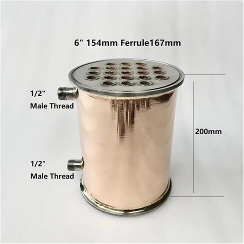 6" 154mm Ferrule167mm Copper With 1/2" Male Thread Reflux Condenser Length 200mm For Beer in Saudi Arabia