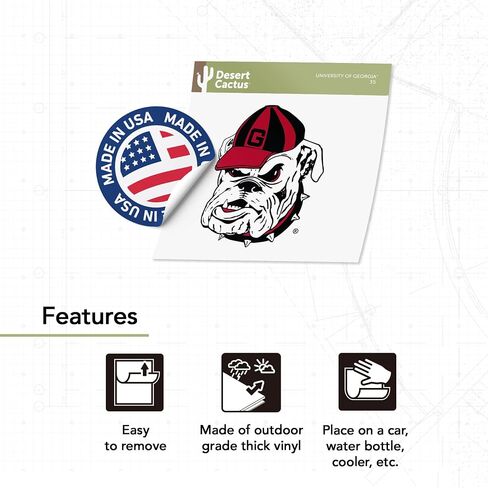 Desert Cactus University of Georgia Sticker Bulldogs UGA Dawgs Vinyl Decal Laptop Water Bottle Car Scrapbook (IND 35) in Kuwait
