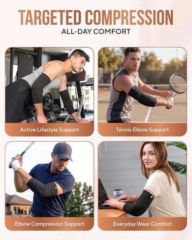 TheraCopper Copper Elbow Compression Sleeve for Men & Women (Pair) – Infused Copper Elbow Brace for Tennis Elbow, Tendonitis, Arthritis & Bursitis – Elbow Support for Golf, Workouts & Recovery (Medium) in Kuwait