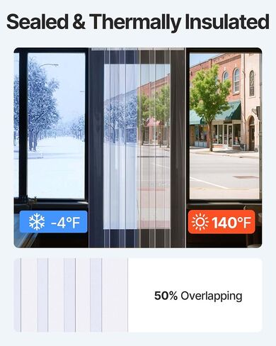 VEVOR PVC Strip Curtain, 96" Height x 96" Width, 0.08 Inch Thickness, 16PCS Clear PVC Strip Door Curtains with 50% Overlap, Freezer Curtain for Warehouses, Walk in Freezers, Coolers in Kuwait