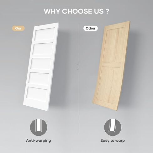 34x84 Inch White Sliding Barn Door Slab with 6ft Hardware Kit Included, 5-Panel, MDF Wood Panel Covered with Water-Proof Scratch-Proof PVC Surface, Simple DIY Assembly in Kuwait