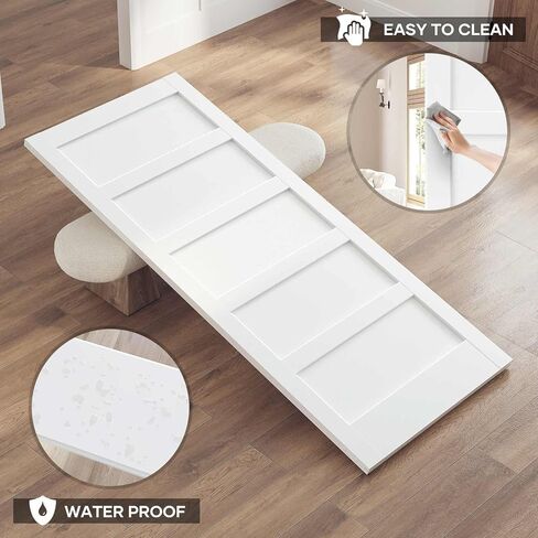 34x84 Inch White Sliding Barn Door Slab with 6ft Hardware Kit Included, 5-Panel, MDF Wood Panel Covered with Water-Proof Scratch-Proof PVC Surface, Simple DIY Assembly in Kuwait