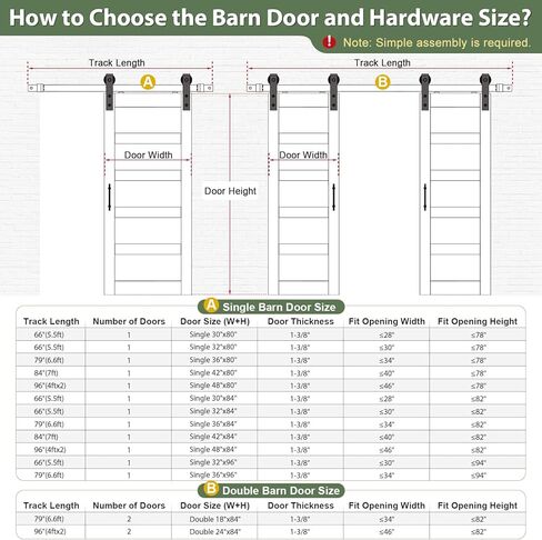 34x84 Inch White Sliding Barn Door Slab with 6ft Hardware Kit Included, 5-Panel, MDF Wood Panel Covered with Water-Proof Scratch-Proof PVC Surface, Simple DIY Assembly in Kuwait