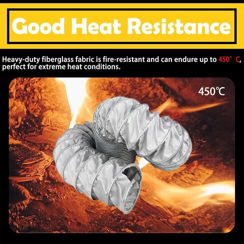 قناة مرنة من الألياف الزجاجية مقاس 2 بوصة × طول مخصص - قنوات HVAC مقاومة لدرجات الحرارة العالية (L10mx350mm) in Kuwait