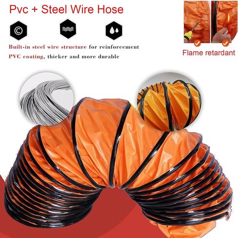 خرطوم أنابيب PVC مرن مقاس 8-36 بوصة - خرطوم أنابيب مروحة عادم منفاخ قابل للتعديل لسهولة التخزين وتدفق الهواء الأمثل (L2mxID650mm) in Kuwait
