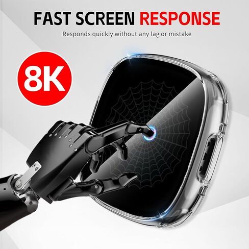 Suoman 2 Packs for Fitbit Sense 2 /Versa 4 Privacy Screen Protector Case, Tempered Glass Full Around Protective Screen, Full Cover Bumper for Fitbit Sense 2/Versa 4 Smartwatch (Clear+Clear) in Saudi Arabia