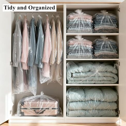 Tebery 20 Pcs Extra Large Plastic Storage Bags, Clear Dustproof Furniture Luggage Covers for Moving, Reusable Heavy Duty Storage Moving Bags for Chair Clothes Suitcase, 4 Size in Kuwait