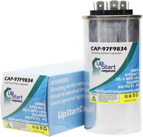 3 قطع بديلة لمكثف التشغيل الدائري المزدوج 35/5 MFD 370 فولت لـ Supco CD35/5X370R - CAP-97F9834، العلامة التجارية لمكونات UpStart in Kuwait