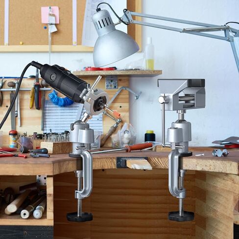 Table Vise,2 in 1 Universal Rotate 360° Work Clamp-On Vise,Table Vice with Electric Drill/Grinder Holder for Woodworking, Drilling, Sawing, Jewelry Making,Metal Working and DIY (3'') in Kuwait