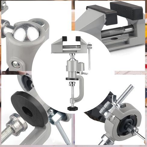 Table Vise,2 in 1 Universal Rotate 360° Work Clamp-On Vise,Table Vice with Electric Drill/Grinder Holder for Woodworking, Drilling, Sawing, Jewelry Making,Metal Working and DIY (3'') in Kuwait
