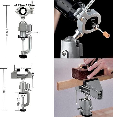 Table Vise,2 in 1 Universal Rotate 360° Work Clamp-On Vise,Table Vice with Electric Drill/Grinder Holder for Woodworking, Drilling, Sawing, Jewelry Making,Metal Working and DIY (3'') in Kuwait
