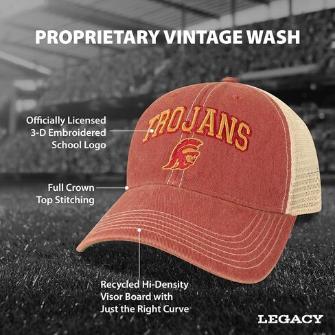 قبعة بيسبول مرخصة رسميًا من الرابطة الوطنية لرياضة الجامعات (NCAA)، USC Trojans، قبعة خفيفة الوزن للرجال والنساء، سائق الشاحنة القديم المفضل قابل للتعديل (OFA)، سائق شاحنة كاردينال، مقاس واحد يناسب الجميع، إغلاق بشريط خلفي in Kuwait