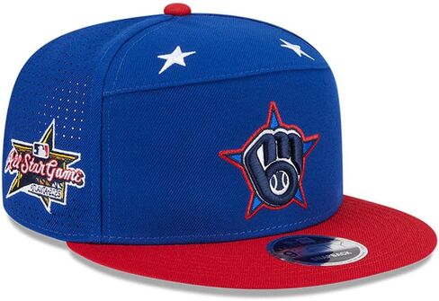 New Era Milwaukee Brewers 9FIFTY 2025 All-Star Game Workout Side Patch Snapback Cap, Hat Blue Red in Kuwait