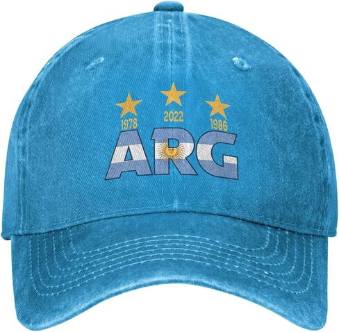 Argentina 1978 1986 2022 Soccer Champions Flag Baseball Cap | Lightweight & Breathable, Vintage Washed Design, Unisex, Outdoor Sports, Casual Travel, Daily Wear in Kuwait