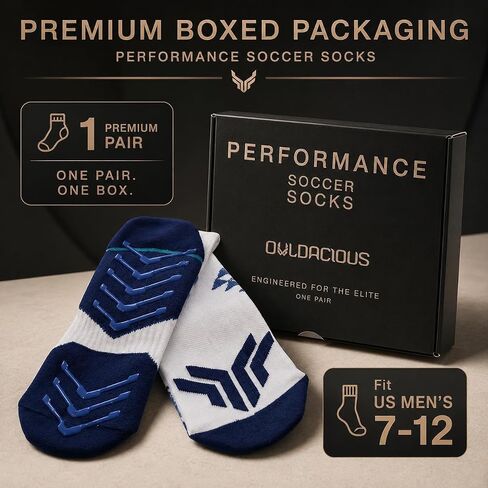 1 Pair Pro Soccer Grip Socks for Men - 3D Non Slip Silicone Grips, Arch Compression, Cushioned Crew Socks for Football, Basketball, Tennis, Pickleball, Gym Workout, Training. One Size Fits Most in Kuwait