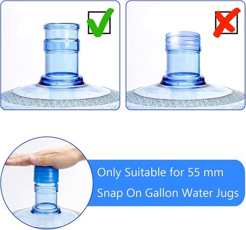 Jucoan 100 Pack Water Bottle Caps, 55mm 3&5 Gallon Non Spill Water Jug Caps, Replacement Snap On Caps for Water Dispenser Jugs, Includes 1 Wood Stick for Easy Remove in Kuwait