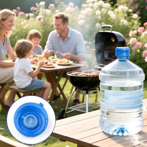 Jucoan 100 Pack Water Bottle Caps, 55mm 3&5 Gallon Non Spill Water Jug Caps, Replacement Snap On Caps for Water Dispenser Jugs, Includes 1 Wood Stick for Easy Remove in Kuwait