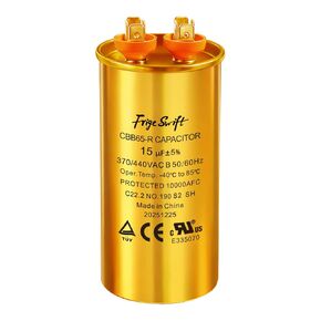 15uF CBB65 Dual Run Capacitor 370/440VAC 1-Pac | ±5% tolerance round capacitor fits AC, heat pump, fridge and compressor for stable, safe operation in Kuwait