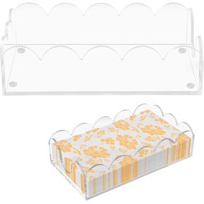 Clear Acrylic Napkin Holder, Scalloped Napkin Holder for Table, Paper Hand Towels Storage Tray for Bathroom, Kitchen, Parties, Weddings, and Various Events(9x5.1x2.4 inch) in Saudi Arabia