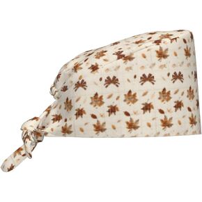 Fall Maple Leaf Plaid Print Scrub Caps Women Men, Nurse Cap Surgical Caps Scrub Hats for Women Men, Adjustable Working Cap with Sweatband Black in Kuwait