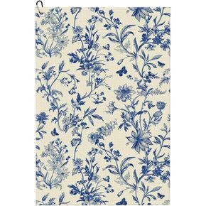 Vintage French Country Floral Golf Towels – 24" x 16.1" Waffle Pattern Microfiber Towel with Built-in Carabiner, Perfect for Cleaning Golf Balls, Clubs, and Eyewear in Kuwait