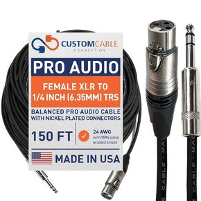 Custom Cable Connection 200 Foot Neutrik NC3FXX Female XLR to Neutrik Rean NYS228 1/4 Inch (6.35mm) TRS Balanced Pro Audio Cable in Saudi Arabia
