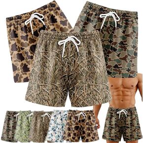 Pack 3 Duck Hunting Camo Shorts - 5 Inch Inseam Camo Mesh Design, Daily Wear Mesh Outdoor Men Women in Saudi Arabia