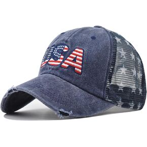 Vintage USA Trucker Hat American Flag Mesh Baseball Cap Adjustable Patriotic Hat for Men Women Fourth of July in Kuwait