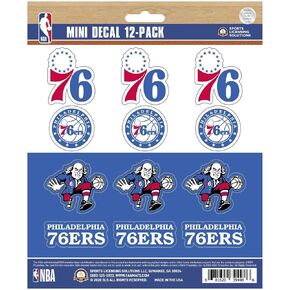 ملصق فيلادلفيا 76ers الصغير 12 قطعة 5 × 6.25 بوصة - 12 شعارًا مختلفًا / علامة وردية in Kuwait