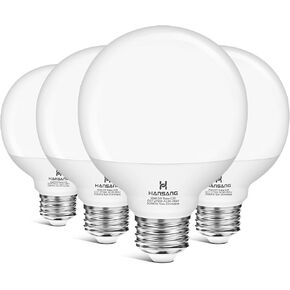G25 LED لمبة إضاءة الغرور 5 وات (40 وات مكافئة) 2700 كيلو أبيض دافئ، مصابيح إضاءة كروية مزخرفة، قاعدة E26، 500LM مثالية للحمام/مرآة مكياج الغرور، غير قابلة للتعتيم، 4 عبوات in Kuwait