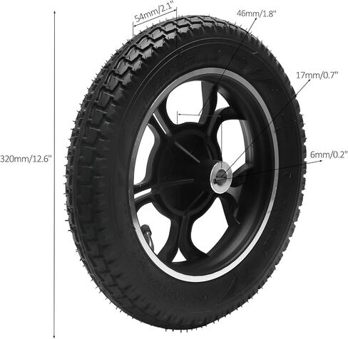 قطعتان 12 1/2 × 2 1/4 12.5 × 2.25 (62-203) مجموعة عجلات إطارات الكراسي المتحركة - إطار عجلة 12 بوصة، فتحة محور 17 مم - بديلة للسكوتر الكهربائي، الكرسي المتحرك، كرسي النقل، أجهزة التنقل in Kuwait