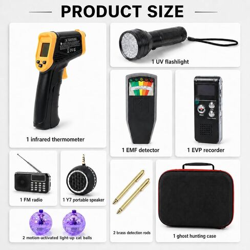 Upgraded Premium 11-Piece Ghost Hunting Kit - EMF Meter, EVP Recorder, Spirit Box & More - Full Paranormal Investigation Set in Kuwait