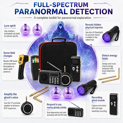 Upgraded Premium 11-Piece Ghost Hunting Kit - EMF Meter, EVP Recorder, Spirit Box & More - Full Paranormal Investigation Set in Kuwait