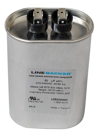 مكثف سوبكو بيضاوي التشغيل 50 فائق التوهج 370/440 فولت لضواغط محركات HVAC LCR50X440 Linebacker in Kuwait