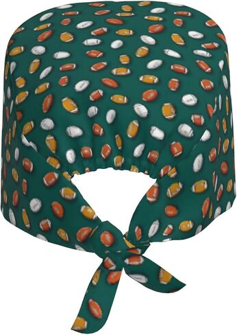 Multicolor Football Dark Green Print Scrub Caps Women Men, Nurse Cap Surgical Caps Scrub Hats for Women Men, Adjustable Working Cap with Sweatband in Kuwait