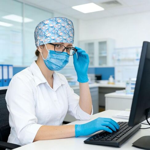 لطيف زهرة الحوت طباعة قبعات فرك النساء الرجال، قابل للتعديل قبعة ممرضة الجراحية قبعات فرك القبعات للنساء الرجال، قبعة العمل مع أزرار لتعليق أقنعة الوجه الأسود in Kuwait
