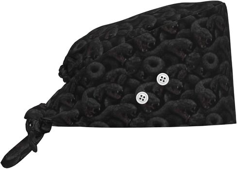 Cool Dark Black Snake Print Scrub Caps Women Men, Adjustable Nurse Cap Surgical Caps Scrub Hats for Women Men, Working Cap with Buttons for Hanging Face Masks in Kuwait