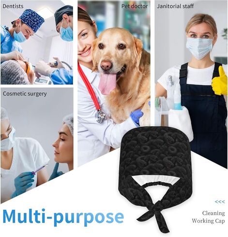 Cool Dark Black Snake Print Scrub Caps Women Men, Adjustable Nurse Cap Surgical Caps Scrub Hats for Women Men, Working Cap with Buttons for Hanging Face Masks in Kuwait